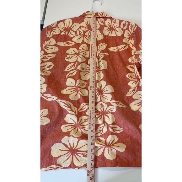Cooke Street L Hawaiian Honolulu 100% Cotton Mens Tropical Orange Floral Shirt - Picture 4 of 7